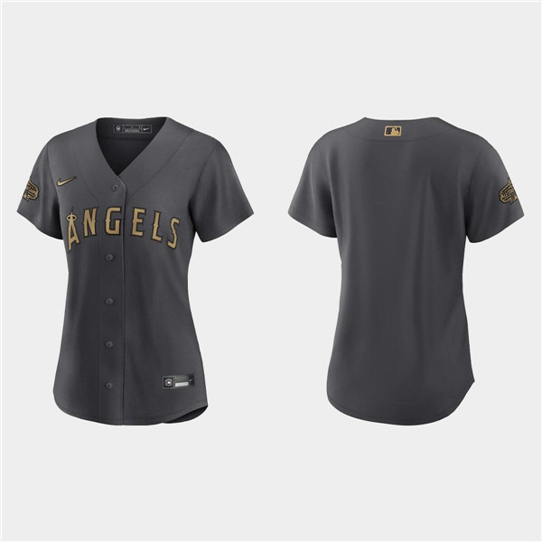 Women's Los Angeles Angels Blank 2022 All-Star Charcoal Stitched Baseball Jersey(Run Small)